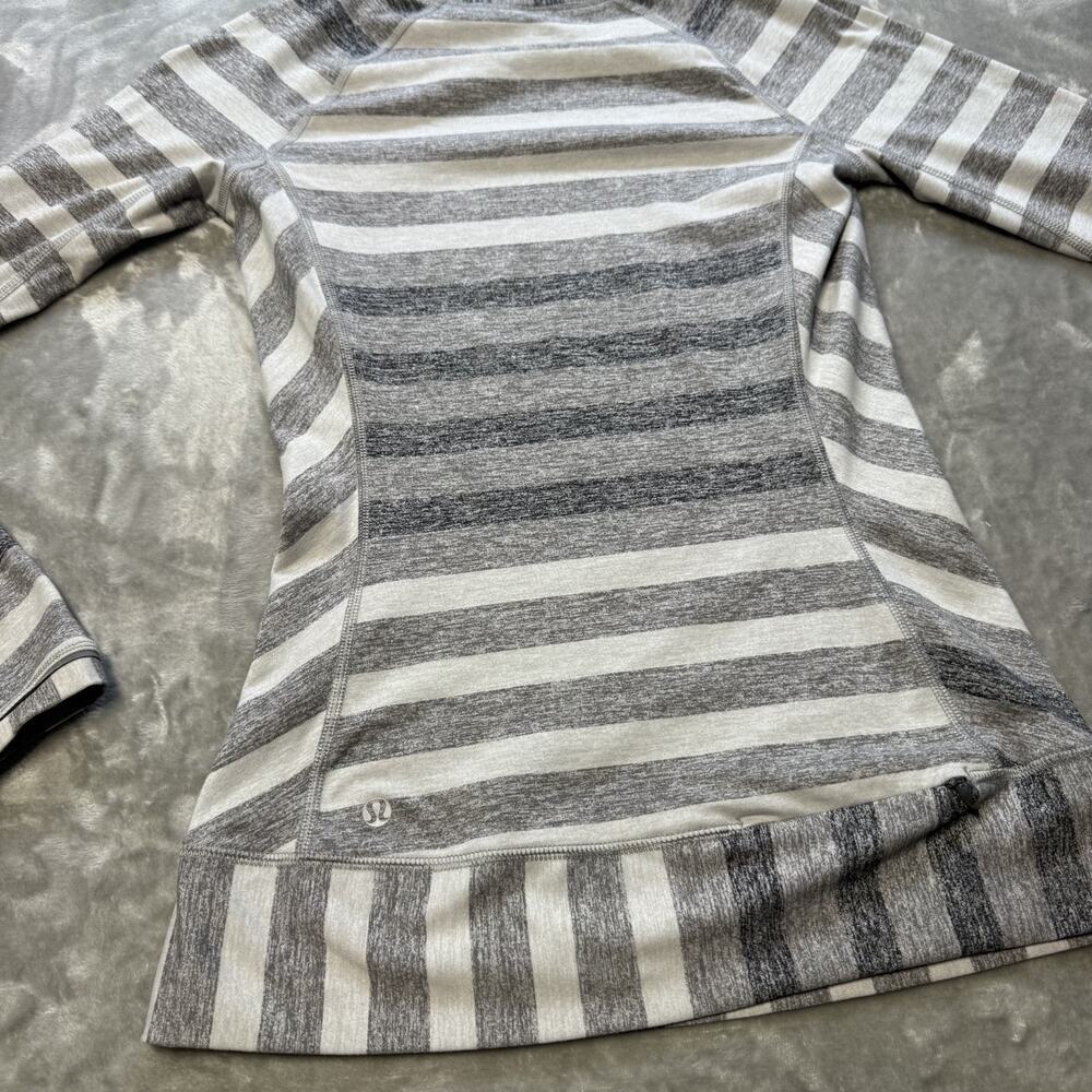 Lululemon Race Your Pace Long Sleeve Marshmallow Stripe Heathered Slate Size 4 - Picture 11 of 13